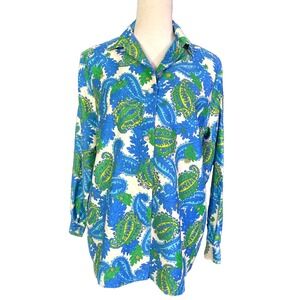 Vintage 1960s/70s Union Made Mod Bold Psychedelic Paisley Cotton Button Shirt